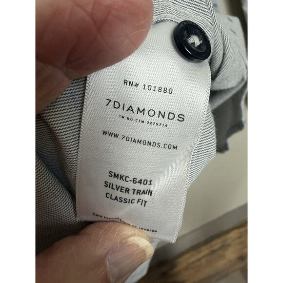 7 Diamonds Men's Button Up Shirt XL Flip Cuff Gray Blue Classic Fit Long Sleeve - Picture 12 of 13